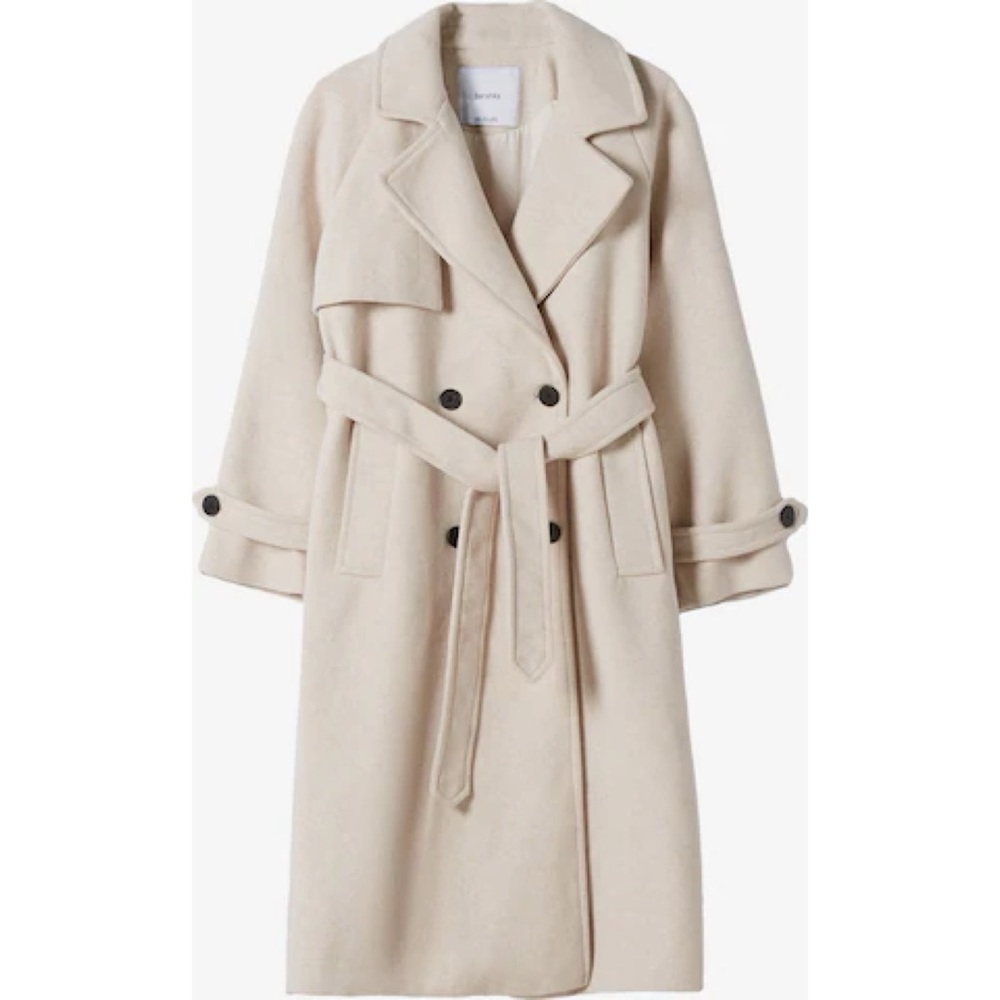 Bershka Between-Seasons Coat in Ecru